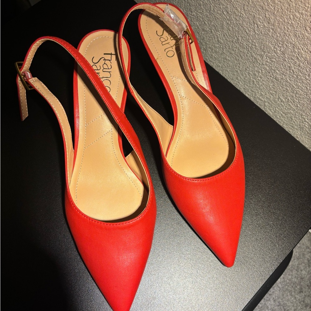 Franco Sarto Red Pointed Toe Slingbacks